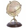 Globe Terrestre Décoratif Beige et Marron avec Support Metallique et Effet Bois 25 cm de Hauteur Idéal pour Salon ou Bureau Rétr