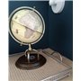 Globe Terrestre Décoratif Beige et Marron avec Support Metallique et Effet Bois 25 cm de Hauteur Idéal pour Salon ou Bureau Rétr