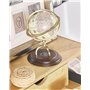 Globe Terrestre Décoratif Beige et Marron avec Support Metallique et Effet Bois 25 cm de Hauteur Idéal pour Salon ou Bureau Rétr
