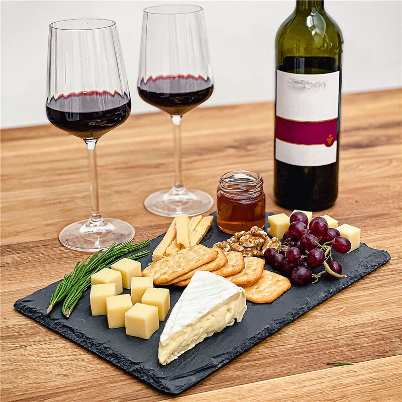 Image secondaire de Praknu Lot de 6 Assiettes en Ardoise Rectangulaires - 30x20 cm - Plateaux pour Servir Fromage, Charcuterie, Sushi, Aperitifs