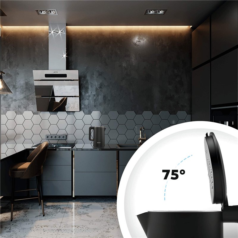 Image secondaire de Balter Bouilloire électrique en acier inoxydable WK-4, 1,7 l, design à double paroi, sans BPA, LED, compacte, silencieuse (noir)