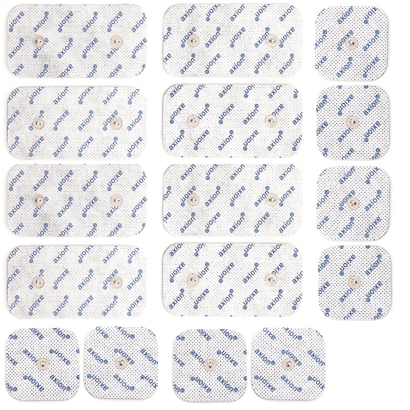 16 électrodes axion de 5x5 cm et 10x5 cm | Compatibles avec les électrostimulateurs COMPEX | Patchs de rechange pour TENS et EMS
