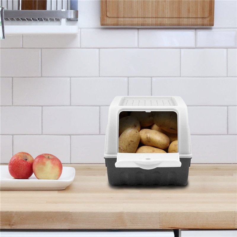 Image secondaire de ARTECSIS Lot de 2 Boîtes de Conservation Alimentaire 5L Blanche + 6 Stickers/Fruit, Légume