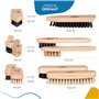 biped kit de brosses à chaussures Classic - Brosses à chaussures pour l'entretien du cuir lisse et du daim - Kit de brosses à ch