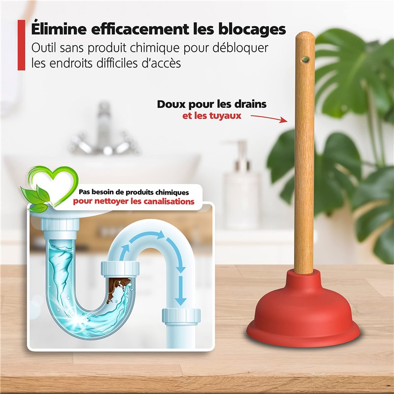 Image secondaire de Nirox Jeu de 2 Déboucheur à ventouse - Débouchage de canalisation avec un diamètre de 110 et 140 mm - Débouche-évier avec poigné