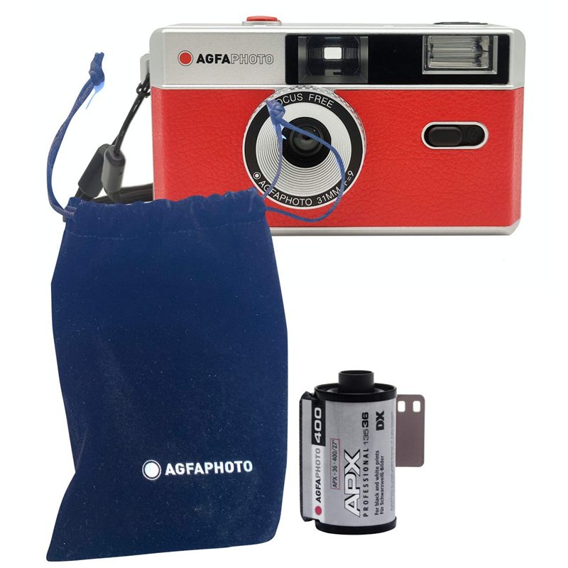AgfaPhoto Camera Set analog. Film Noir et Blanc + Batterie