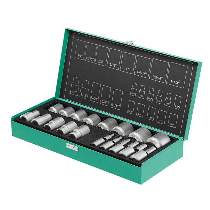 Jeu de douilles pouces 1/4 & 1/2 pouces 24pcs par WIESEMANN 1893 I Jeu d'écrous dans les tailles 5/32
