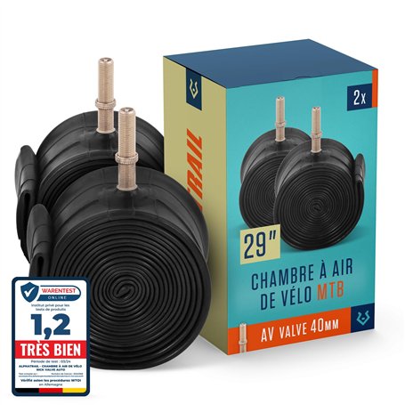 Alphatrail VTT Chambre à Air Vélo Rick 29 Pouces AV Schrader Valve 2X Ensembles avec Mobilité Garantie I Compatible Pneu Vélo Co