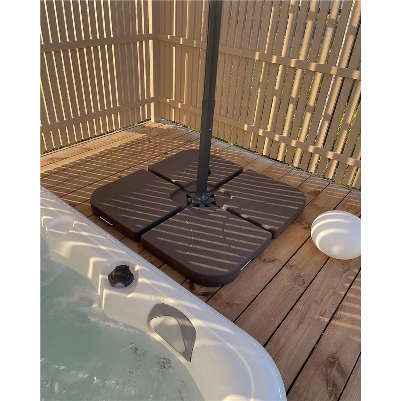 Image secondaire de Dalles de Contrepoids 9 Kg pour Parasol 4 Pièces Plastique Marron Résistant Caria