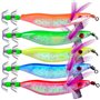 OriGlam Lot de 5 leurres Lumineux pour pêche en Eau salée, Calamar, Pieuvre, crevette, Bar, appâts pour crevettes, appâts Lumine