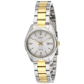 Casio - LTP-1302SG-7A - Classic - Montre Femme - Quartz Analogique - Cadran Argent - Bracelet Acier plaqué Bicolore