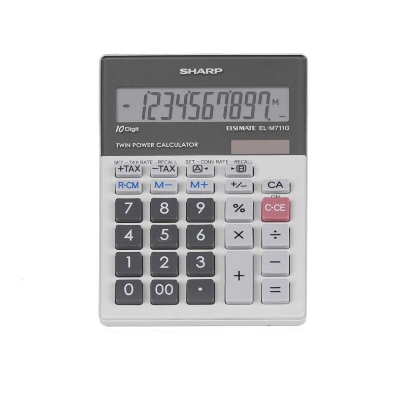 Image secondaire de Sharp Calculatrice EL m711g, Pile/Solaire, 100 x 151.5 x 33 mm, Noir/Blanc ELM711GGY