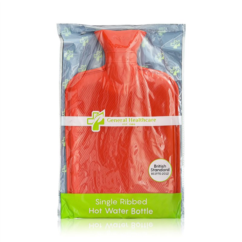 Bouillotte en caoutchouc General Healthcare – Simple nervure – 2 litres
