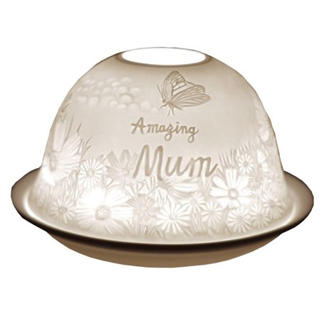 Cello Photophore en porcelaine – Superbe motif maman avec projection 3D et message pour bougies chauffe-plat parfumées non parfu