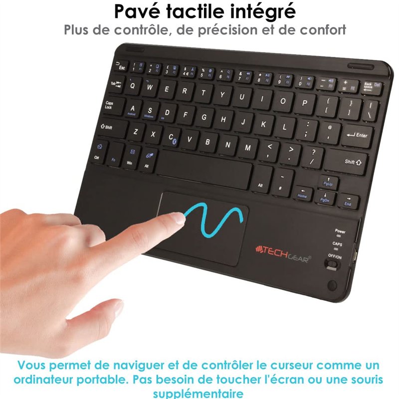 Image secondaire de TECHGEAR Active Strike Pro Clavier AZERTY Bluetooth sans Fil avec Pavé Tactile Intégré compatible avec Samsung Tab S7, Tab S6 Li
