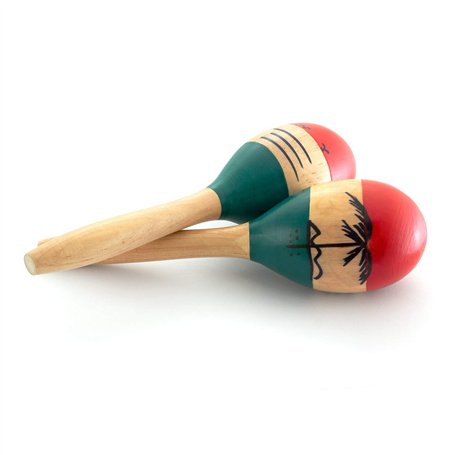 World Rhythm Maracas en bois peint à la main naturel - Instrument de percussion pour enfants