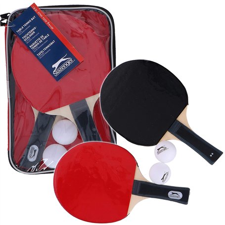 URBN-TOYS Lot de 5 raquettes de tennis de table avec sac de transport zippé et sac de transport