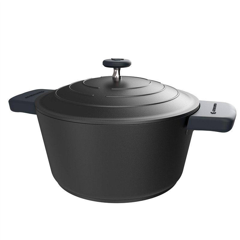 Image secondaire de MasterClass Jeu de manchons pour poignées de casseroles en fonte d'aluminium, silicone à prise facile, 3 pièces, noir