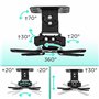 Duronic PB03XB Support pour Vidéoprojecteur Plafond Rotatif 360° Inclinable 30° Pivotant 20° Charge maximale de 13,6 kg Idéal po