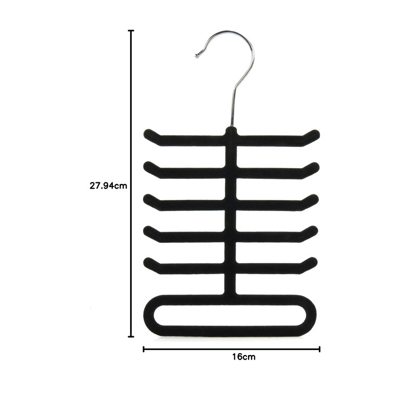 Image secondaire de HANGERWORLD Porte-cravates floqué noir et organiseur de ceinture antidérapant en métal