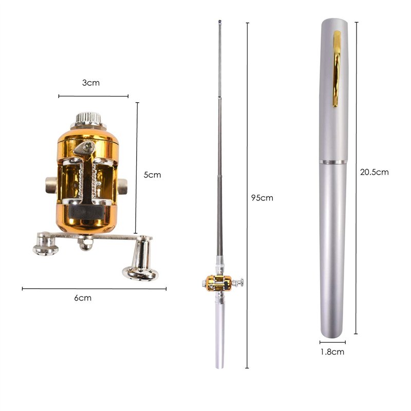 Image secondaire de DIGIFLEX Mini Canne à pêche de Poche argentée avec Moulinet doré