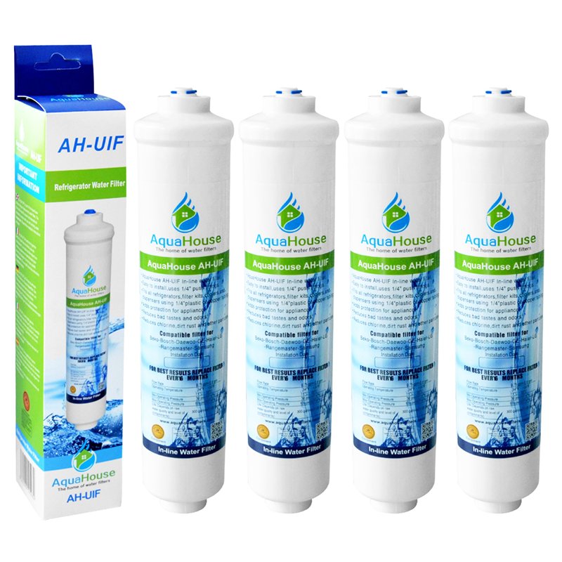 4x AquaHouse UIFH Compatible pour Haier 0060823485A Kemflo Filtre à eau Aicro pour réfrigérateurs Haier, CDA, Firstline, Frigist