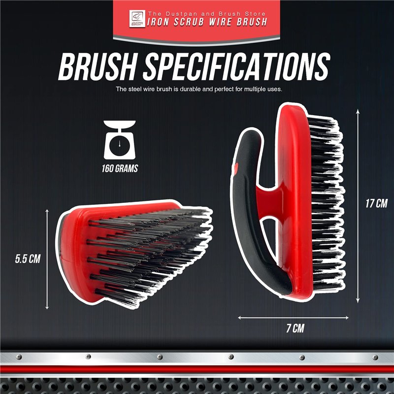 Image secondaire de Brosse métallique à main – Brosse métallique rigide avec poignée en fer, fil robuste pour enlever la rouille, la maçonnerie et l