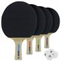 Cornilleau Set de 4 Raquettes de Ping-Pong et 4 Balles pour Table de Ping Pong - Vitesse Modérée