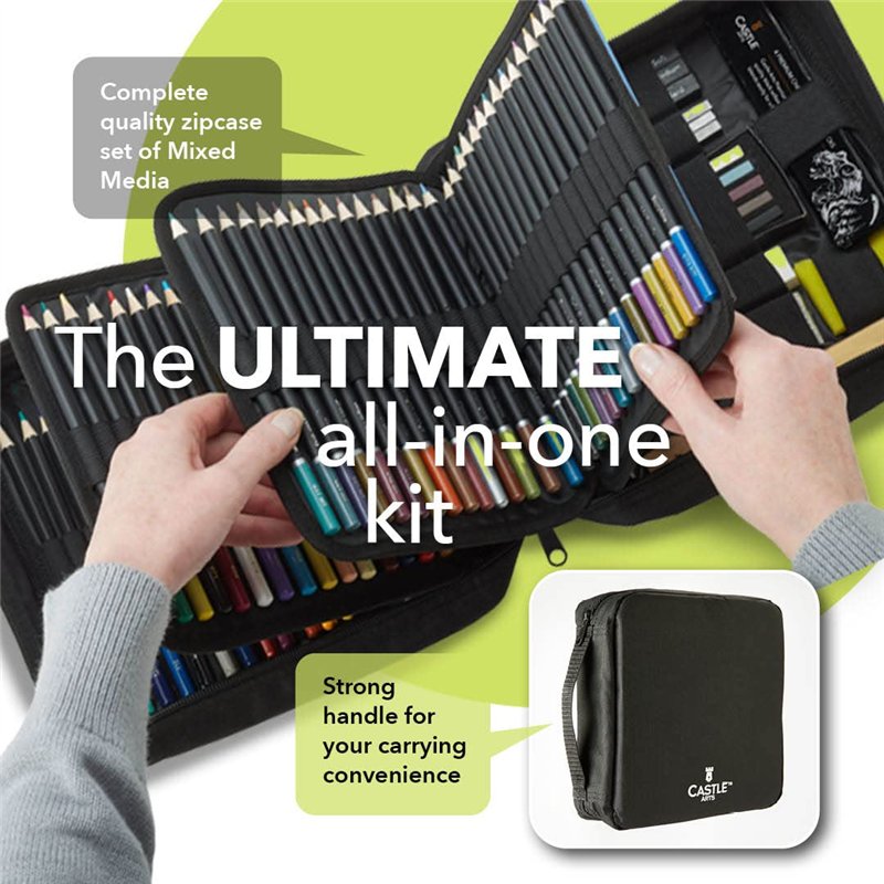 Image secondaire de Castle Art Supplies Lot de 120 crayons artistiques mixtes - Collection de crayons de couleur, crayons aquarelle, pastels, crayon