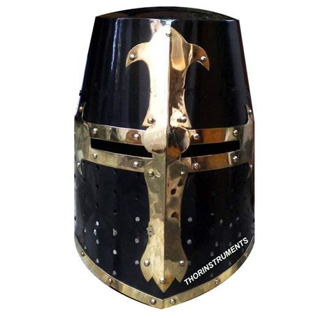 Nautical Replica Hub - Casque de chevalier templier médiéval en acier noir pour adulte unisex