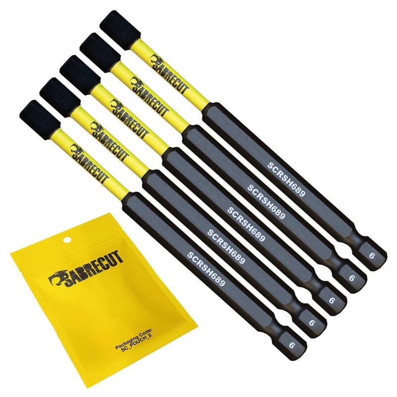 5 x SabreCut SCRH689_5 89 mm H6 Hex Magnétique Impact Tournevis Embouts Set Single End Heavy Duty Compatible avec Dewalt Milwauk