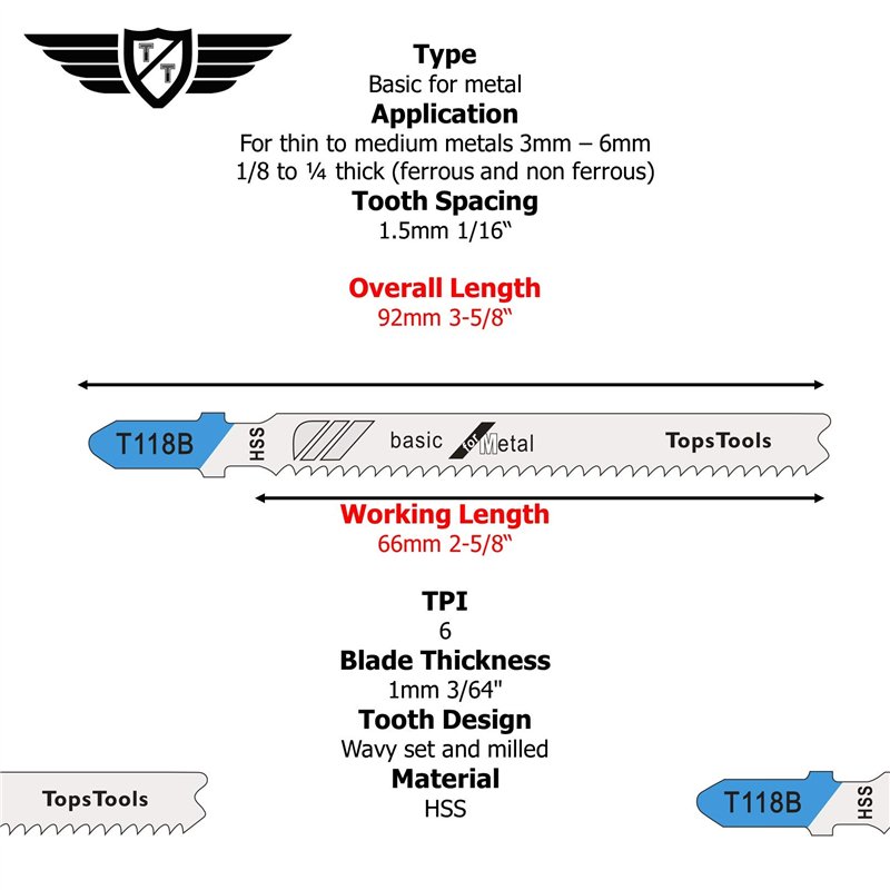 Image secondaire de 25 lames de scie sauteuse à métaux TopsTools T118B