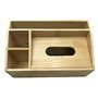 Boîte à mouchoirs multifonction en bambou naturel - 4 compartiments - Distributeur de mouchoirs - Organiseur de bureau - Distrib