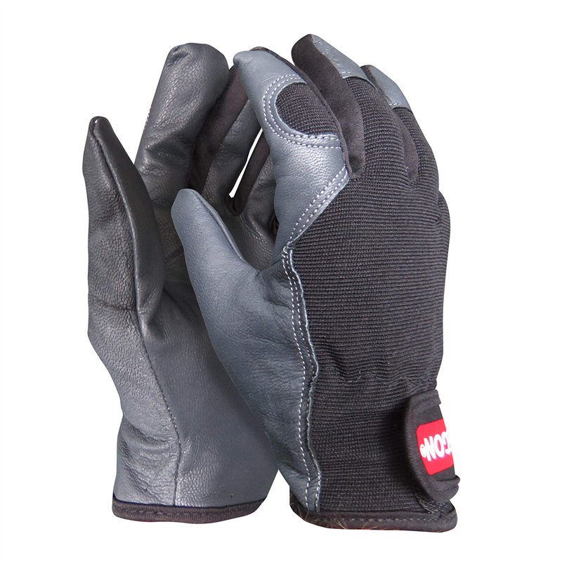 OREGON - Gants de Travail en Cuir & Tissu Extensible, Poignets Ajustables, Gants de Jardinage & Bricolage, Anti-Froid / Vent / H