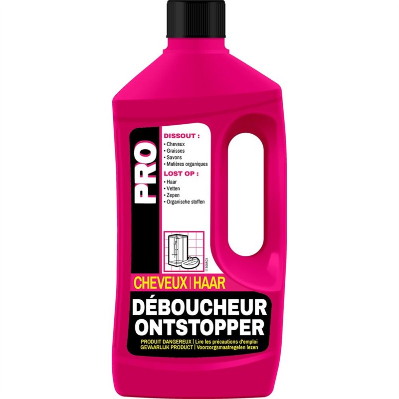 Fulgurant PRO - Déboucheur Professionnel Cheveux, Puissant, Salle de Bain, Eau Stagnante, Poils, Cheveux, Savons, Graisses - 900