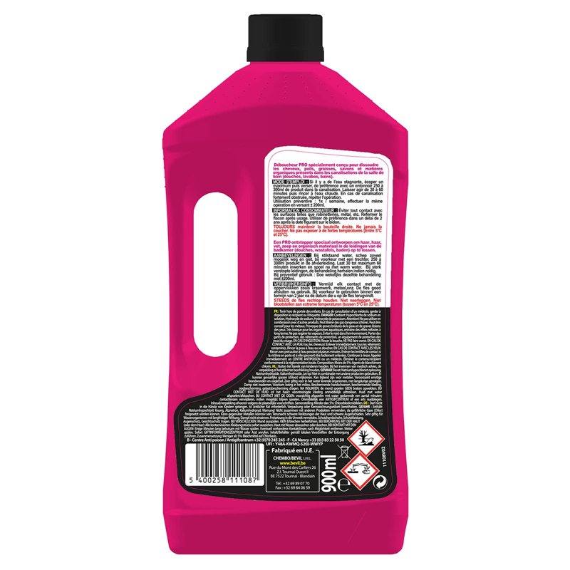 Image secondaire de Fulgurant PRO - Déboucheur Professionnel Cheveux, Puissant, Salle de Bain, Eau Stagnante, Poils, Cheveux, Savons, Graisses - 900