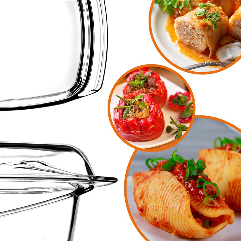 Image secondaire de KADAX Plat à Gratin en Verre Résistant à la Chaleur avec Couvercle et Poignées, Cocotte Transparente pour la Cuisson au Four (Re