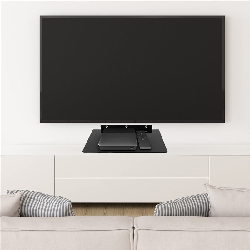 Image secondaire de Retoo Multimédia Étagère Murale Étagère en Verre pour Les Lecteurs DVD, DVD, boîtes de câbles, Consoles de Jeux, Lecteur Blu-Ray