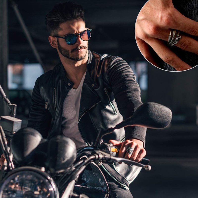 Image secondaire de EQLEF Dragon Claw Ring Set, Bague Gothique Réglable Sauvage Alondra Ouvert Punk Bague Cadeau Cool Dragon Bague pour Hommes Femme