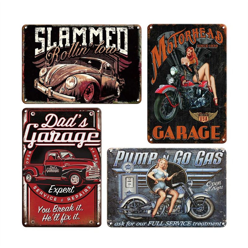 QUMENEY Lot de 4 panneaux muraux vintage en métal avec motif de peste - Décoration pour café, bar, pub, bière (30 x 20 cm)