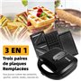 Gotoll Appareil à Croques Monsieur Gaufrier 3 en 1 Machine à Sandwich Maker Gauffre Presse Toaster Pain Plaques Remplaçables 750