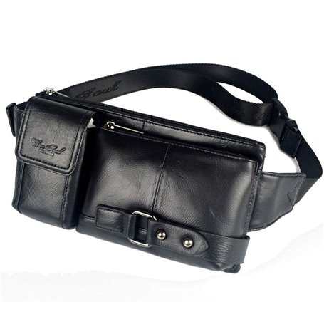 Sac Banane en Cuir pour Hommes Ceinture Ceinture Taille Sac à Main Voyage randonnée Marche Pochette de téléphone Portable Fronde