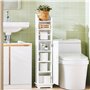 SoBuy® FRG177-W Support Papier Toilette Armoire Toilettes Porte Brosse WC Meuble de Salle de Bain sur Pied en Bois – Blanc