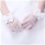 SwirlColor Courts élégantes Satin Bow trous Gants résille poignet Gants Longueur de fille pour Flower Girls