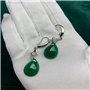 Vintage Naturel Émeraude Jade Calcédoine Femme Boucles d'oreilles 925 Argent Goutte d'eau Vert Jadéite Pierres Précieuses Bijoux