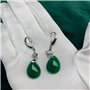 Vintage Naturel Émeraude Jade Calcédoine Femme Boucles d'oreilles 925 Argent Goutte d'eau Vert Jadéite Pierres Précieuses Bijoux