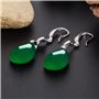 Vintage Naturel Émeraude Jade Calcédoine Femme Boucles d'oreilles 925 Argent Goutte d'eau Vert Jadéite Pierres Précieuses Bijoux