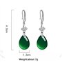 Vintage Naturel Émeraude Jade Calcédoine Femme Boucles d'oreilles 925 Argent Goutte d'eau Vert Jadéite Pierres Précieuses Bijoux