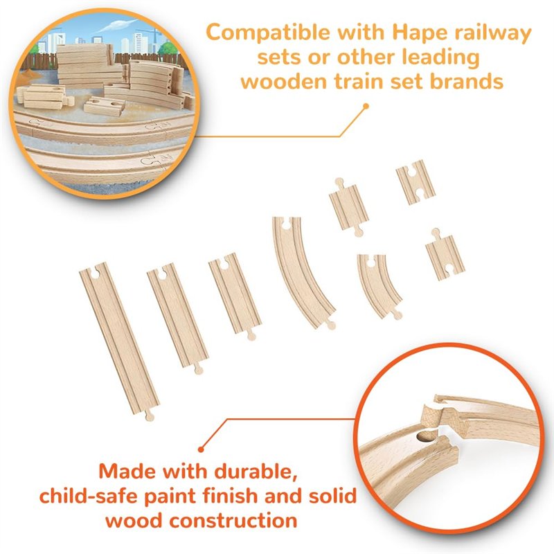 Image secondaire de Hape Jouet Coffret d'Extension de Rails pour Circuit Train Bois - Jeu Educatif pour Enfant de 3 Ans et Plus - 24 pièces Virages 