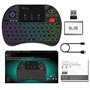 Rii Mini X8 (disposition italienne) Clavier sans fil rétroéclairé (7 couleurs) avec pavé tactile et mollette pour Smart TV, TV B